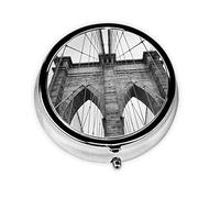 Brooklyn Bridge Pilulier à 3 compartiments pour poche ou portefeuille, organiseur décoratif en métal pour vitamines, cadeaux uniques