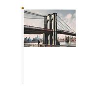 Brooklyn Bridge S Mini drapeau blanc solide - Couleurs vives et résistant à la décoloration - Drapeaux à main avec lance