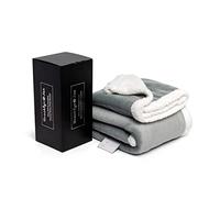 BROOKLYN + JAX Couverture polaire sherpa, réversible, super douce, luxueuse et confortable, pelucheuse (lit double, 150 x 200 cm, gris)