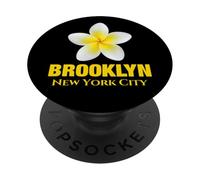 Brooklyn New York City Tropical Yellow Frangipani Flower PopSockets PopGrip Adhésif