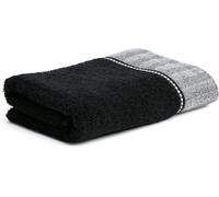 Brooklyn Serviette De Toilette Uni Avec Une Large Bordure À Chevrons 50 X 100 Cm,Fabriqué En Allemagne,85 % Coton/10 % Viscose En Pulpe De Bambou/5 % Lin,Black (Noir)