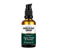 Brooklyn Soap Company, Huile à barbe Green Wood & Vetiver - 50 ml - Huile nourrissante pour homme - Pour l'entretien quotidien de la barbe - Huile de barbe en format voyage idéale comme cadeau pour