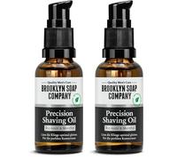 Brooklyn Soap Company, Huile de Rasage Précision 30 ml - Huile de Rasage pour une Rasage Précis des Contours & de la Barbe - Huile à Barbe avec Huile de Ricin & Menthol (Lot de 2)