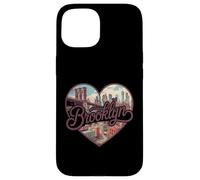 Brooklyn Vintage Heart T-Shirt - Retro NYC Bridge Souvenir Coque pour iPhone 15