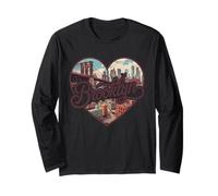 Brooklyn Vintage Heart T-Shirt - Retro NYC Bridge Souvenir Manche Longue