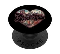 Brooklyn Vintage Heart T-Shirt - Retro NYC Bridge Souvenir PopSockets PopGrip Adhésif