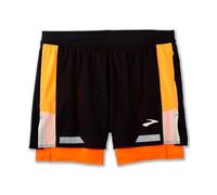 BROOKS 211517080 Run Visible 5" 2in1 Short 2.0 Shorts Homme Black/Ecru/Fluoro Flash Taille 25