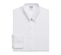 Brooks Brothers - Chemise habillée blanche slim fit infroissable en twill de coton Supima extensible avec col boutonné - Homme - Chemises - Blanc - Taille: S