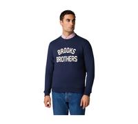 Brooks Brothers, Homme, Sweatshirts et sweats à capuche, Bleu, Taille: L SweaT-shirt ras du cou en molleton avec logo brodé Terry