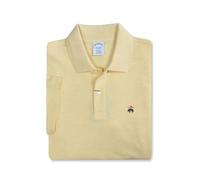 Brooks Brothers Polo à manches courtes en piqué de coton stretch pour homme, 188424 Jaune chiné/bleu marine/rouge, Taille M