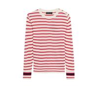 Brooks Brothers - Pull Rayé à Col Rond avec Boutons Dorés Logo - Femme - Pulls - Rouge - Taille: 40 FR