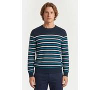 Brooks Brothers Stripes Logoed Crewneck Supima Cotton Blue Taille: S | Pulls Outlet | Homme | Bleu