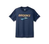 BROOKS Distance Short Sleeve 3.0 T-Shirt, Blue Slate/Br Logo, 25 Homme