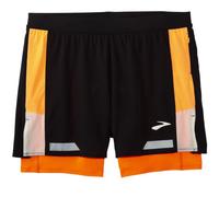 BROOKS Run Visible 5" 2in1 Short 2.0 - Homme - Noir / Orange - taille M- modèle 2025