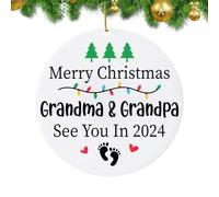 brooksnaji Annonce de bébé des grands-parents, ornement de Noël de grossesse - Acrylique attendant bébé ornement décoration de Noël | Maman à être ornement de Noël, attendant maman ornement de Noël