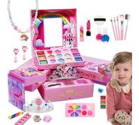 brooksnaji Kit de Maquillage pour Tout-Petits, Ensemble de Maquillage pour Jouer,Jouets de Maquillage pour | Grande boîte de Rangement Design Ensemble de beauté Princesse, Jouets de Jeu de Simulation