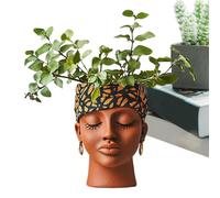 brooksnaji Planteur à tête de plante d'intérieur, en résine, déesse africaine, planteur juteux, décoration d'intérieur, balcon, terrasse, bibliothèque