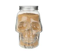 brooksnaji Pot de rangement en verre en forme de crâne - 500 ml/800 ml - Réutilisable - Avec couvercle - Bac à sel avec motif de crâne - Pour cuisine, salle de bain, pique-nique, dessus de table