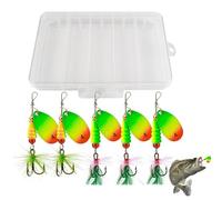brooksnaji Spinnerbait Fishing Lures, Bass Spinner Baits - Kit de leurres à plumes à plumes à plumes,5x spinnerbait crankbaits avec boîte de tacle, accessoires de pêche pour l'eau douce et l'eau salée