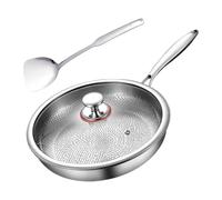 brooksnaji Titanium Steel Pan - Nonstick Frying Pan with Lid and Spatula, Durable Kitchen Cookware | Frying Pot for Cooking, Searing, Baking, Steak, Fish, Camping, Restaurant, Home Kitchen Gadgets