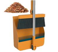 Broom And Dustpan Set - Cleaning Tool With 180 Degree Rotation | Brooms For Sweeping Indoor | Cleaning Brush And Dust Pan Sets| Dense Bristles For Kitchen, Garage, Garden, Dining Room, Bathroom