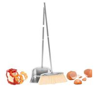 Broom and Dustpan Set for Home - Adjustable Broom for Street,Stainless Steel Sweeping Supplies for Kitchen Living Room Bedroom Bathroom Dining Area Office Garage Patio Restaurant