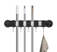 Broom Holder Wall Mount - Wall Suction Broom Storage Rack, Utility Stand with 5 Hooks | Hanger for Brush Shovel Gloves Rag Kitchen Garage Towel Garden Tool Bathroom Outdoor Cleaning Organization