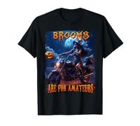 Brooms are for Amateurs Witches Ride Motorcycle Halloween T-Shirt Graphique avec Valeur