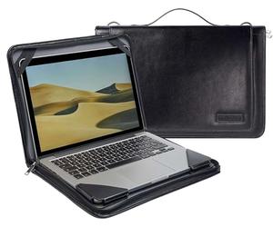 Broonel Étui Voyage en Cuir Noir pour Ordinateur Portable - Compatible avec Le HP OmniBook 5 Flip 14-fp0254ng 2 in 1 Convertible 14" Ordinateur Portable