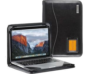 Broonel - Série Contour - Etui Noir en Cuir De pour Ordinateur Portable - Compatible avec Le MSI Prestige 14 Flip 14" 2 in 1 Ordinateur Portable