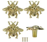 Brosay Bee Drawer Knobs Brass Gold Kitchen Cabinet Knobs Furniture Drawer Pulls Replacement for Bathroom Wardrobe Dresser Cupboard Single Hole Handles 4 Pcs(Gold)