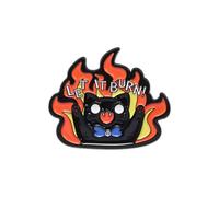 Brosche Vintage Tierkatzenbrosche Flamme Schwarz Zerstörung Böse! Metallabzeichen Vielseitiges Bekleidungszubehör Tuchspange Schalclip (Black, 3. 4x2. 9CM)