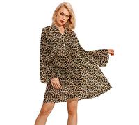 Brosloth Tunique en Mousseline de Soie Bohême Couvrir Tenue de Plage Robe de Plage pour Femmes V-Cou Bikini Cache-Maillots Chemise Robe Marron M