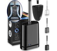 BROSS® Brosse WC Silicone Noire - Toilettes Brevetée - Balai Suspendu - Pierre Diatomite & Séchage Turbo - Innovante & Antibactérienne