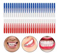 Brosse 50pcs Choix De Dents Tête De Soie Dentaire Orale Soins Des Gencives Dents Propres Rouge Et Bleu