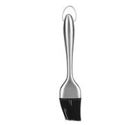 Brosse à badigeonner avec manche en acier inoxydable, tête en silicone, tête flexible et remplaçable pour barbecue, rôtissage, huile de cuisson, application de sauce, facile à (Manche droit 20cm)