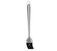 Brosse à badigeonner avec manche en acier inoxydable, tête en silicone, tête flexible et remplaçable pour barbecue, rôtissage, huile de cuisson, application de sauce, facile à (Manche droit 30cm)