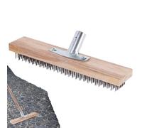 Brosse À Balai Métallique, Anti Mousse Toiture Balai Brosse Exterieur Multifonctionnel Brosse À Récurer Les Sols en Acier Inoxydable 30cm avec Douille Manche en Bois Outil De Jardin