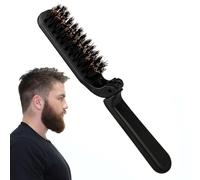 Brosse à barbe pliable - Brosse à cheveux en poils de sanglier antistatique, outil de toilettage compact | Portable moustache barbe pour homme, brosse à coiffer facile à transporter pour un entretien