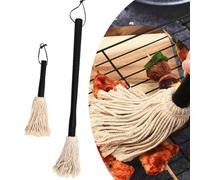 Brosse à barbecue avec tête en fibre de coton et manche en bois pour une application facile de la sauce barbecue, comprend des têtes de rechange supplémentaires pour plus de commodité (taille L)