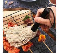 Brosse à barbecue avec tête en fibre de coton et manche en bois pour une application facile de la sauce barbecue, comprend des têtes de rechange supplémentaires pour plus de commodité (L)