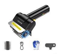 Brosse à barbecue électrique rechargeable en acier inoxydable Noir (2) | 1100 tr/min rotation, profondément efficace contre la graisse, conception sans fil, pour un nettoyage rapide