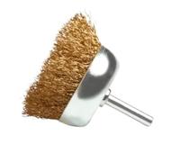 Brosse à boisseau métallique de 6 mm avec tête en acier inoxydable et cuivre for meuleuse d'angle et perceuse électrique, brosse d'ébavurage(65*37mm)