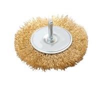 Brosse à boisseau métallique de 6 mm avec tête en acier inoxydable et cuivre for meuleuse d'angle et perceuse électrique, brosse d'ébavurage(65*34mm)