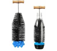 Brosse à Bouteille de 33 cm - Brosse Flexible avec Long Manche et Manche en Bois Incliné à 90°, Nettoyage Profond sans Rayures, Idéale pour Les Bouteilles en Verre et en Plastique Sodastream (Noir)