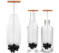 Brosse à Bouteille de 35 cm, Goupillon Bouteille, Brosse Longue pour Nettoyer Les Bouteilles, avec Poils et éponge, Brosse de Nettoyage pour carafes en Verre, Bouteilles de Soda, biberons