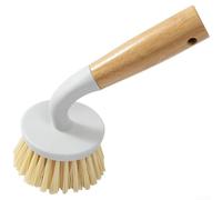 Brosse à casseroles avec manche en bois massif, poils en PET et boucle de suspension construite pour plus de durabilité dans le nettoyage de routine de la cuisine (9930 blanc)