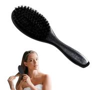 Brosse à cheveux 100 % poils de sanglier doux pour cheveux fins et fins, peigne en hêtre avec manche en hêtre, brosse à cheveux ronde professionnelle, pour homme avec cheveux fins ou épais