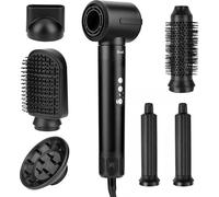Brosse À Cheveux 7 En 1-8 Pièces Airstyler Set-Sèche-Cheveux,Brosse À Friser,Brosse À Lisser-Multistyler Hairwrap-Pour Femme-Idée Cadeau-Noir-Outil À Cheveux