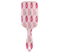 Brosse à cheveux à coussin d'air - Blanc et rose - Grille cerise pour cheveux épais et démêlants antistatiques